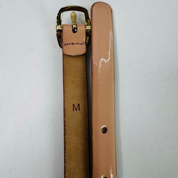 J. Crew Beige Patent Leather Slim Adjustable Waist Belt Taupe Women's Medium - Picture 4 of 6